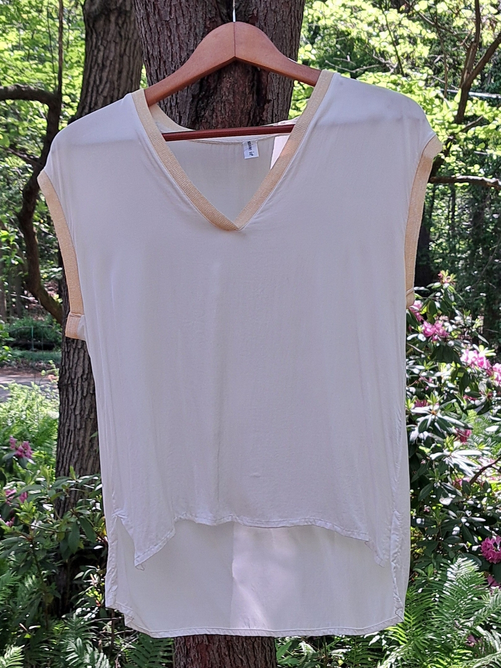 Tensione In  V-Neck Tunic with Yellow Gold Trim
